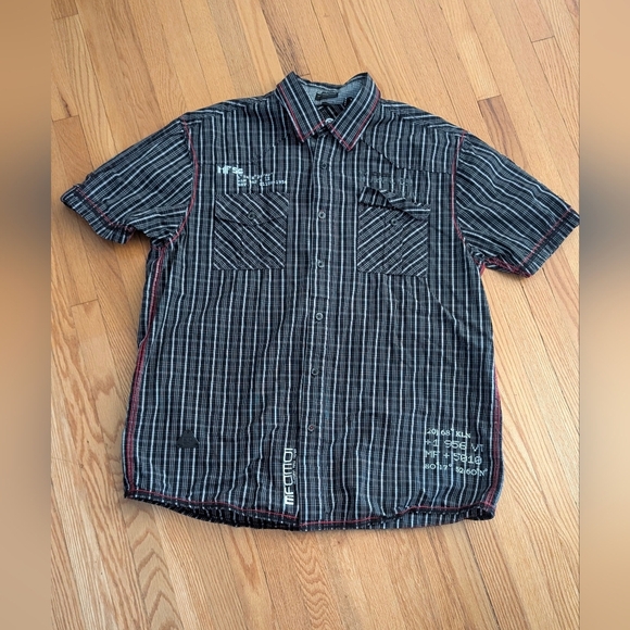 Trendy Black and White Plaid Button Down Shirt - Picture 1 of 6